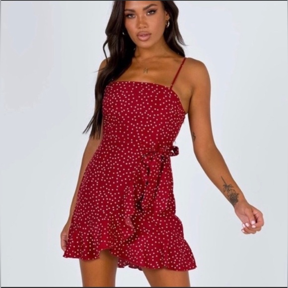 Caesura Mini Dress by Princess Polly US 4 in Wine - Picture 1 of 3